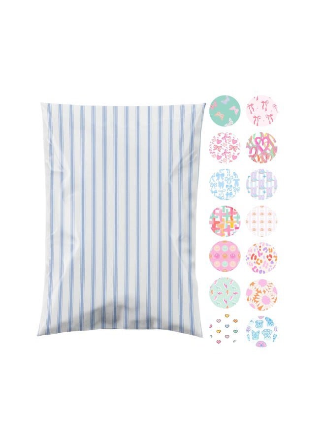 Pretty Package Store 10x13 Designer Poly Mailer 100 Pack Heavy Duty Waterproof Self Seal Shipping Bags for Small Business Large Mailing Envelopes Bulk Tear Resistant Packaging Blue Stripes - Image 1
