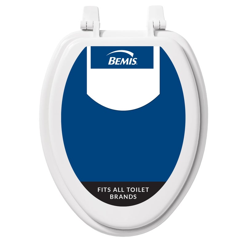 مقعد مرحاض خشبي اقتصادي متين Bemis 1400TTA مصنوع في الولايات المتحدة الأمريكية بيضاوي أبيض