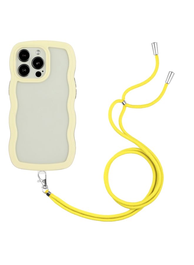 Case Cover For iPhone 14 Pro Lanyard Candy Color Wave TPU Clear PC Phone Case Yellow