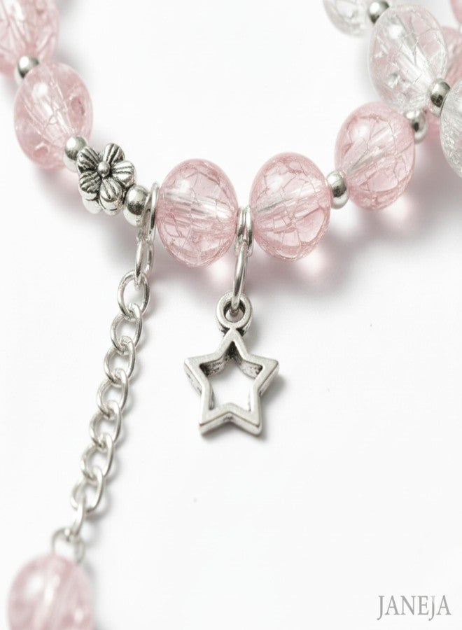 JANEJA Cracked Beads Bracelet for Girls & Women | Charm Beaded Bracelet Pack | Bracelet Set, College, Party & Gifting | Stylish Trendy Jewellery (STYLISH STARS SET) - Image 3
