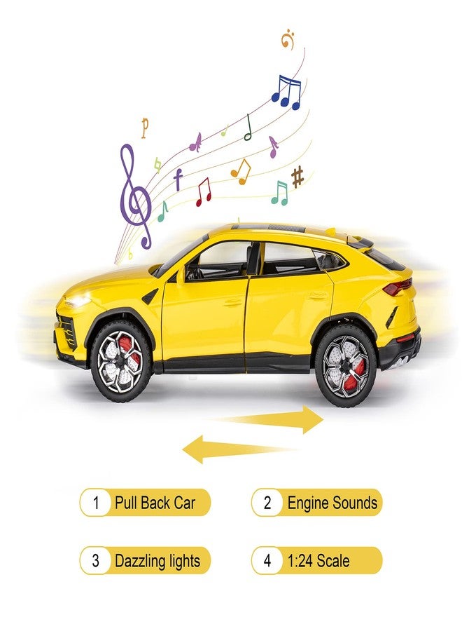 SASBSC Toy Cars for Boys Age 4-7 Metal Car Toys for 3 4 5 6 7 8 Year Old Boy Diecast Model Cars for Kids with Light and Sound Birthday Gifts(Yellow, 1:24) - Image 4