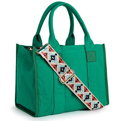 MEEJUNE Women's Green Canvas Tote Bag with Zipper, 9.3L Capacity, Adjustable Strap, Perfect for Daily Use - Image 1