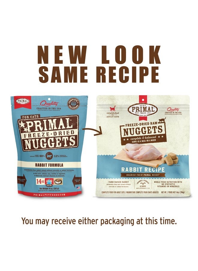 Primal Pet Foods Primal Freeze Dried Raw Cat Food Nuggets Rabbit, Complete & Balanced Meal or Topper, Premium, Healthy, Grain Free, High Protein Raw Cat Food with Probiotics (14 oz) - Image 1