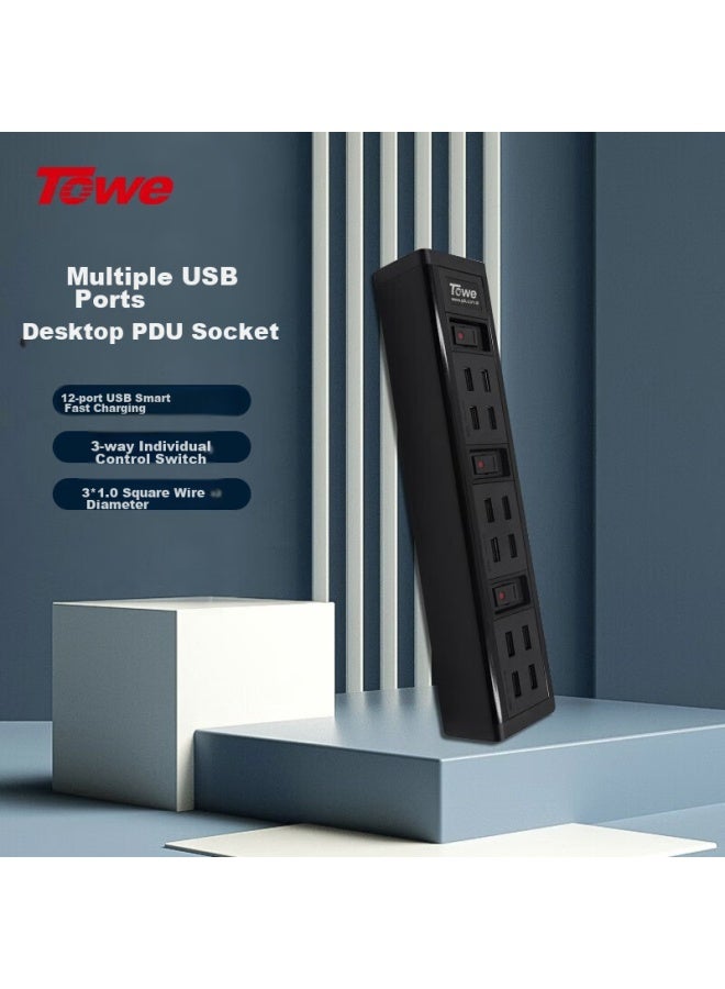 Towe Multi-port Usb Industrial-grade Charging Socket, Pdu Power Strip, 12 Usb Ports With Individual Control - Image 1