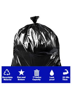 VINSTAR 80 Microns(30pcs 10kg 120 x 140 cms) Heavy Duty Disposable LD Black (RC Biodegradable) Plastic Garbage Bags for Large Size Outdoor Bins with Very Thick Material  - Image 2