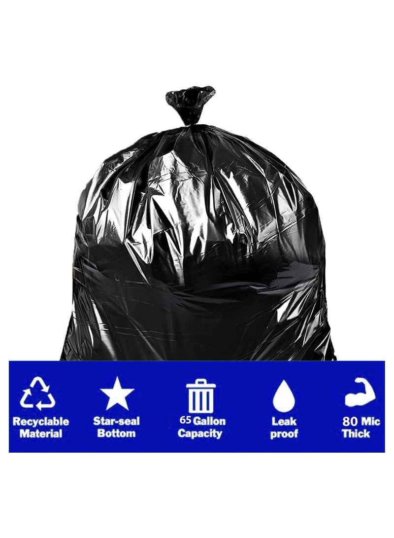 VINSTAR 80 Microns(30pcs 10kg 120 x 140 cms) Heavy Duty Disposable LD Black (RC Biodegradable) Plastic Garbage Bags for Large Size Outdoor Bins with Very Thick Material - Image 2
