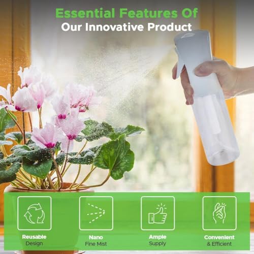 vigor path VigorPath Continuous Spray Bottle for Hair – Fine Mist Mister for Hairstyling, Cleaning, Plants, Pets, Barbers, Salons, and Essential Oil Applications (150ml/5 oz) Clear 2 Pack - Image 4