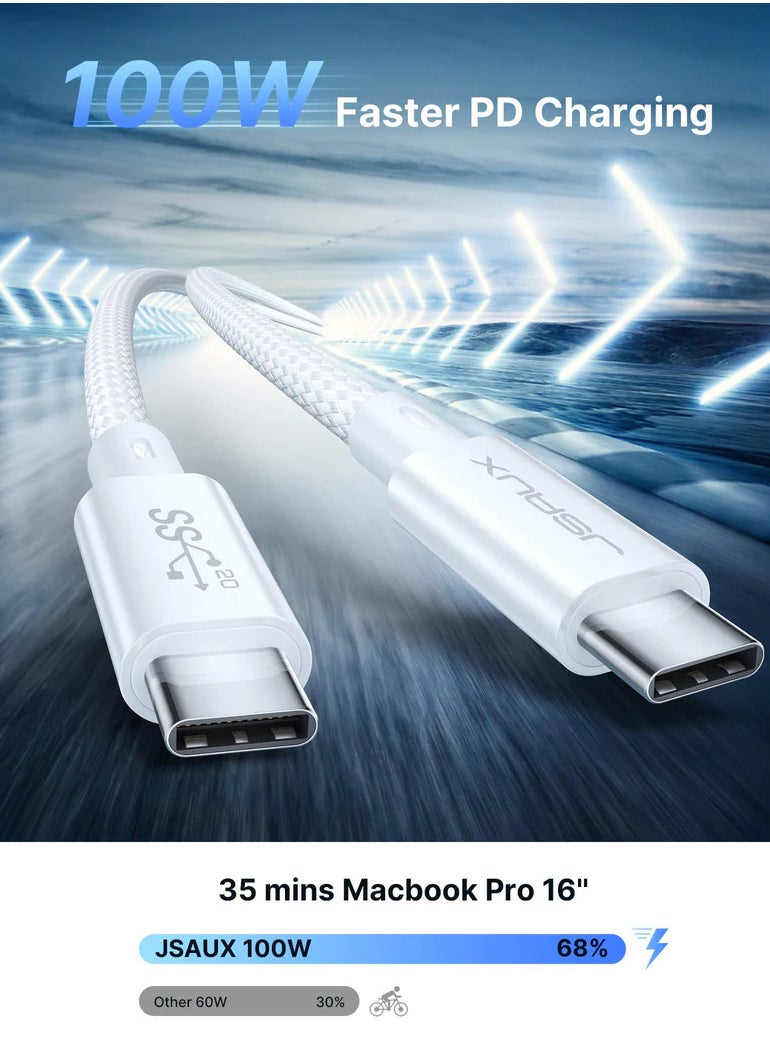 JSAUX - JSAUX USB C Cable to USB C, USB 3.2 Gen2 Type C Charging Cable, 20Gbps Data Transfer, 100W Fast Charging Cable, 4K@60Hz Video Transmission for Laptop 1M - Image 1