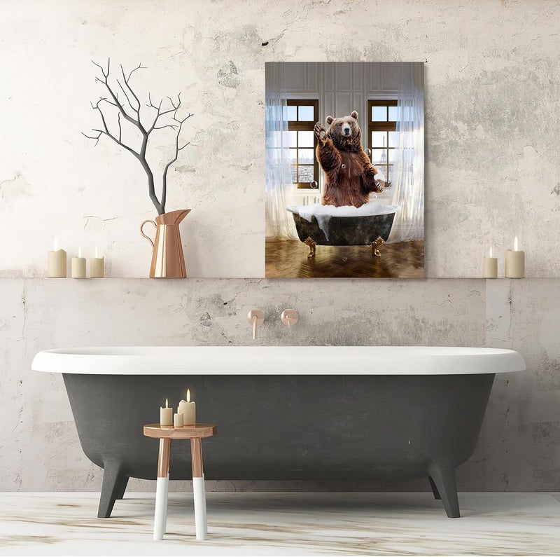 Fuzawet Funny Bear Bathroom Wall Art - Image 4