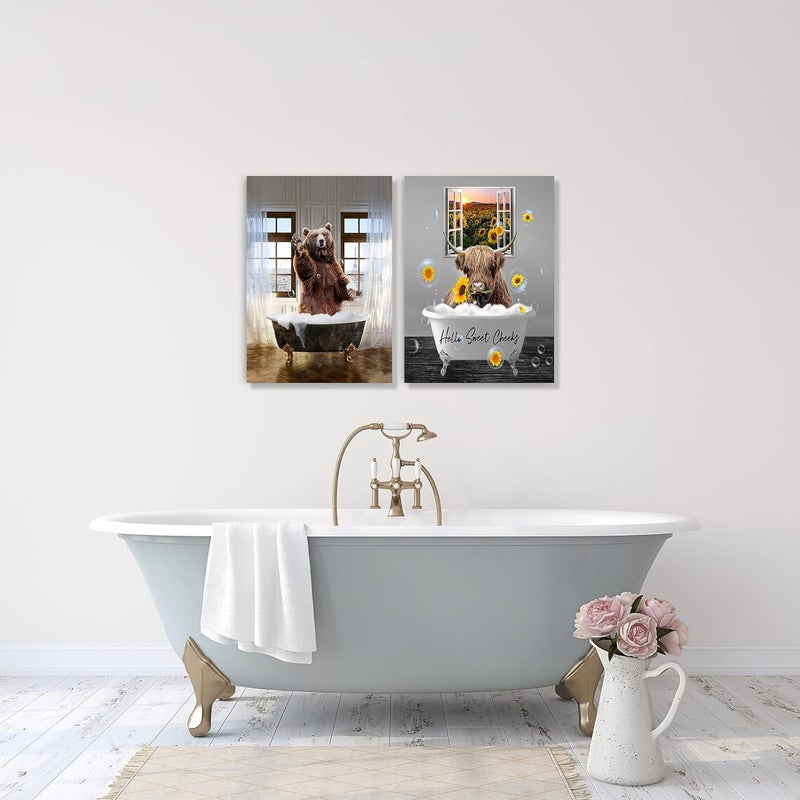 Fuzawet Funny Bear Bathroom Wall Art - Image 5