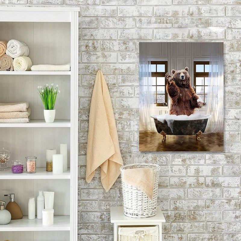 Fuzawet Funny Bear Bathroom Wall Art - Image 2
