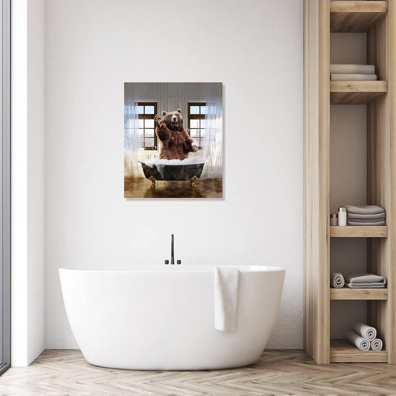 Fuzawet Funny Bear Bathroom Wall Art - Image 3