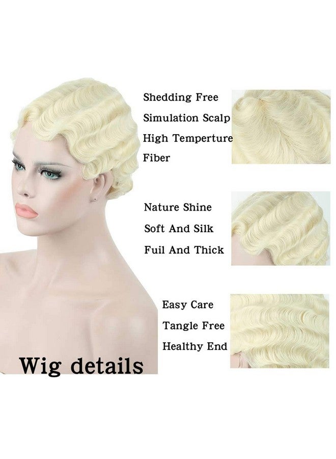 DIFEI 15 Colors Women Black Blonde Golden Brown Pink Blue Wine Red Short Finger Wave Curly Wigs Nuna Wigs Janet Collection (Blonde) - Image 4