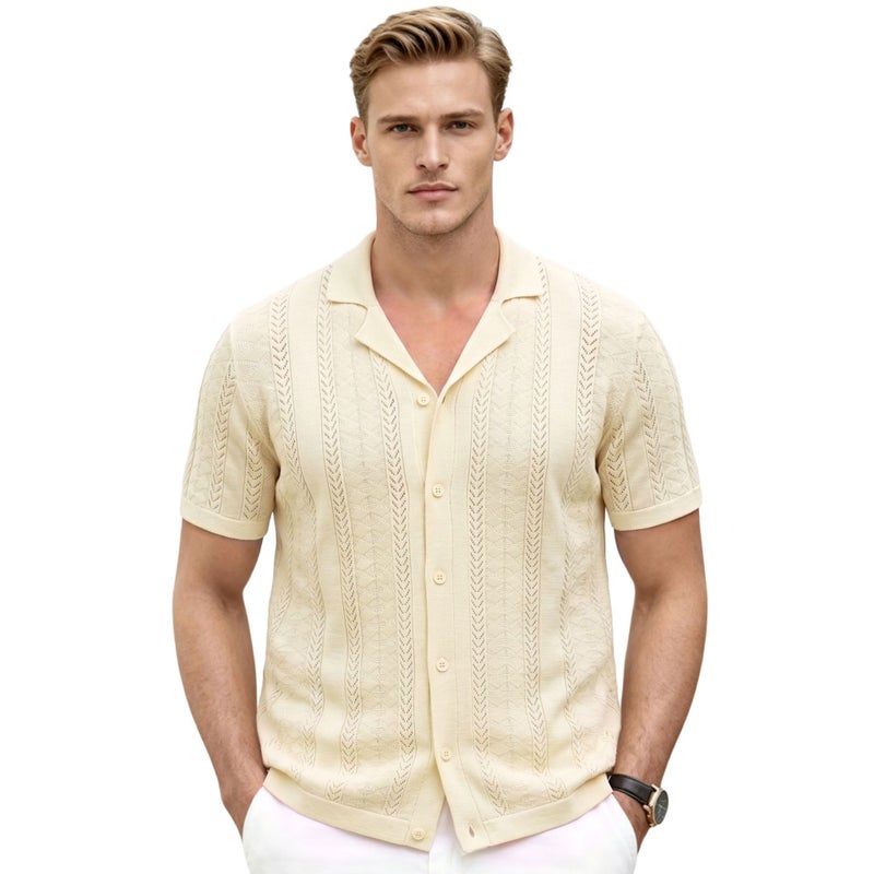 Men's Cuban Collar Knit Cardigan, Breathable & Lightweight - Image 5