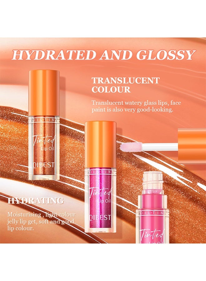 كيو آي بست زيت الشفاه الملون، 4 ألوان مرطبة ومرطبة لتوهج الشفاه، رأس فرشاة كبير، ملمع شفاه مرطب لامع شفاف، ملمع شفاه مكثف، ملون شفاف لامع ومرطب نباتي - Image 4