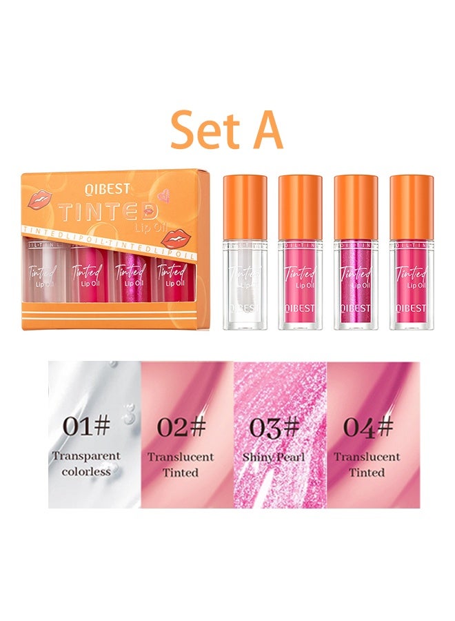 كيو آي بست زيت الشفاه الملون، 4 ألوان مرطبة ومرطبة لتوهج الشفاه، رأس فرشاة كبير، ملمع شفاه مرطب لامع شفاف، ملمع شفاه مكثف، ملون شفاف لامع ومرطب نباتي - Image 2