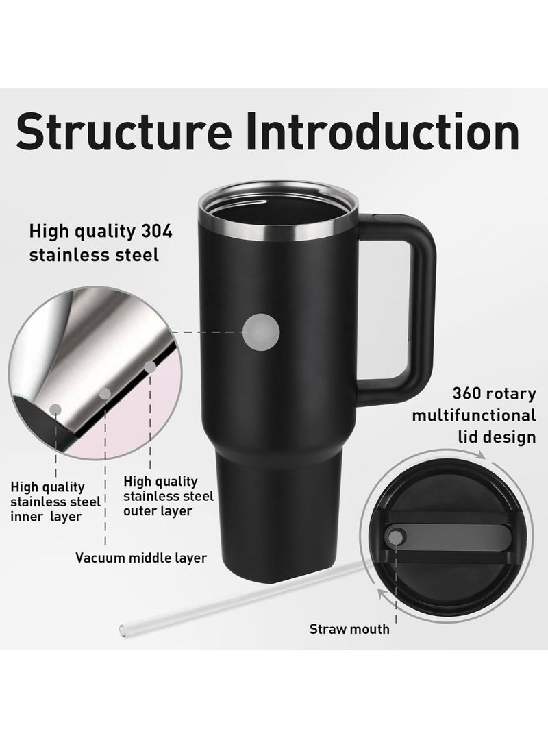 JAJEEK 1.2L Tumbler with Handle – Insulated Stainless Steel Travel Mug with Lid & Straw, Vacuum Insulated, Keeps Drinks Cold & Hot for Hours, Reusable - Image 3