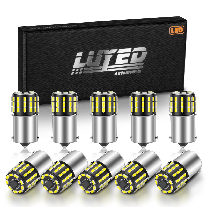 LUYED 12-24v Super Bright Low Power !10 x 650 Lumens 1156 1141 1003 3014 48smd Led Car Light Bulb Use for Back Up Reverse Lights, Brake Lights, Tail Lights, Rv Lights White