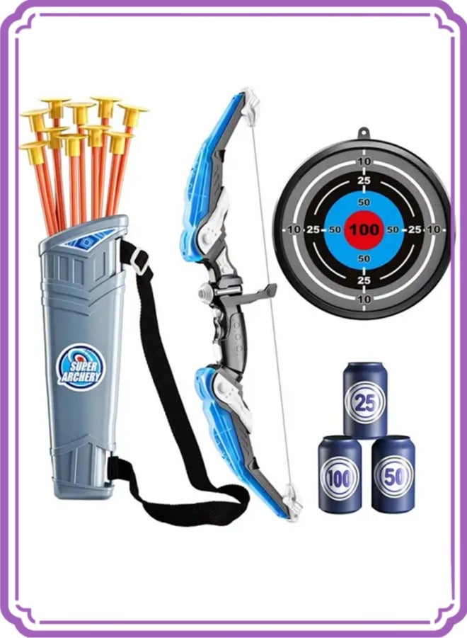 Kids Bow and Arrow Set, LED Light Up Archery Toy Set with 10 Suction Cup Arrows, Target and Quiver, Indoor and Outdoor Toys for Children Boys Girls