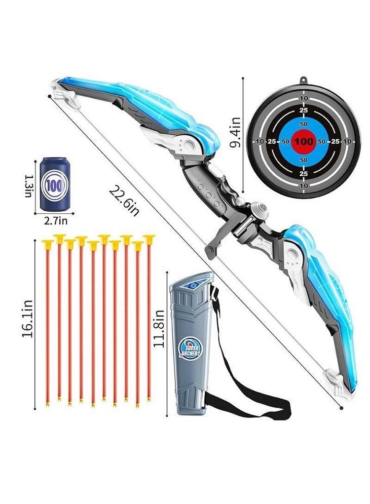 TEMI Kids Bow and Arrow Set, LED Light Up Archery Toy Set with 10 Suction Cup Arrows, Target and Quiver, Indoor and Outdoor Toys for Children Boys Girls  - Image 2