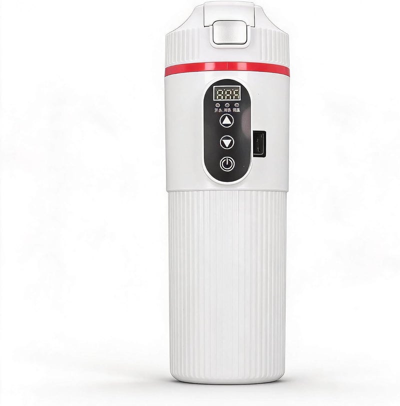 Dpofirs Car Electric Kettle 500ml Stainless Steel Smart Temperature Display Heating Mug 12V-24V Portable Hot Water Heater with Cigarette Lighter for Vehicle - Image 1