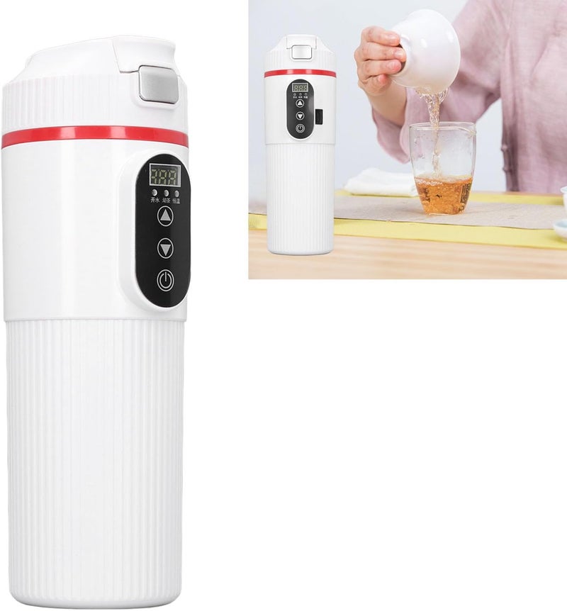 Dpofirs Car Electric Kettle 500ml Stainless Steel Smart Temperature Display Heating Mug 12V-24V Portable Hot Water Heater with Cigarette Lighter for Vehicle - Image 4