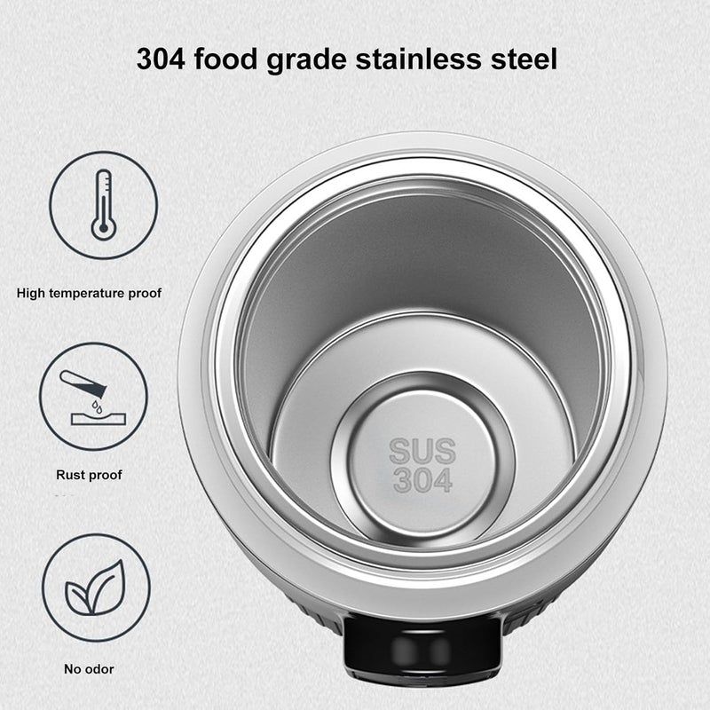 Dpofirs Car Electric Kettle 500ml Stainless Steel Smart Temperature Display Heating Mug 12V-24V Portable Hot Water Heater with Cigarette Lighter for Vehicle - Image 3