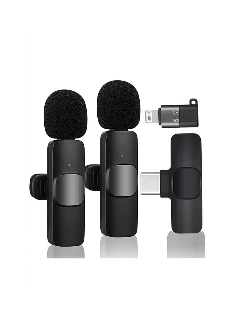 Plug & Play Wireless Collar Microphone with Dual Receivers 2 Mics, 1 Input, for Vlogging, Interview, Live Streaming on YouTube, Compatible with iOS iPhone and Type C Ports - Image 1