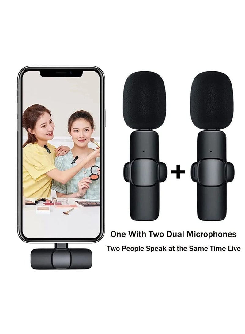 Plug & Play Wireless Collar Microphone with Dual Receivers 2 Mics, 1 Input, for Vlogging, Interview, Live Streaming on YouTube, Compatible with iOS iPhone and Type C Ports - Image 2