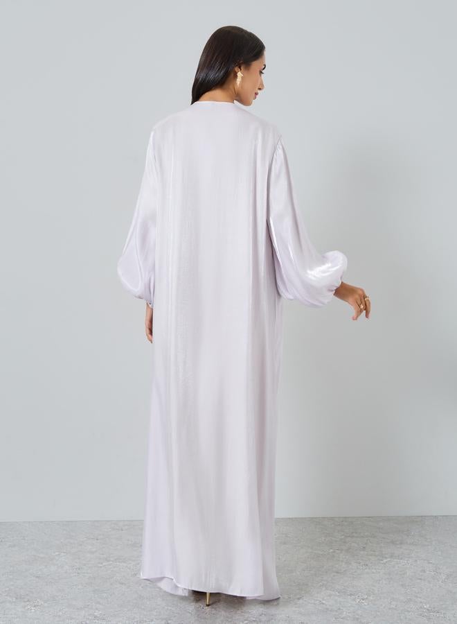 Amirah Shimmer Satin Volume Sleeve Abaya - Image 3