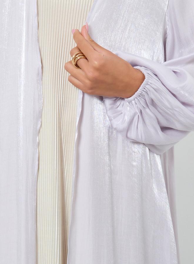 Amirah Shimmer Satin Volume Sleeve Abaya - Image 4