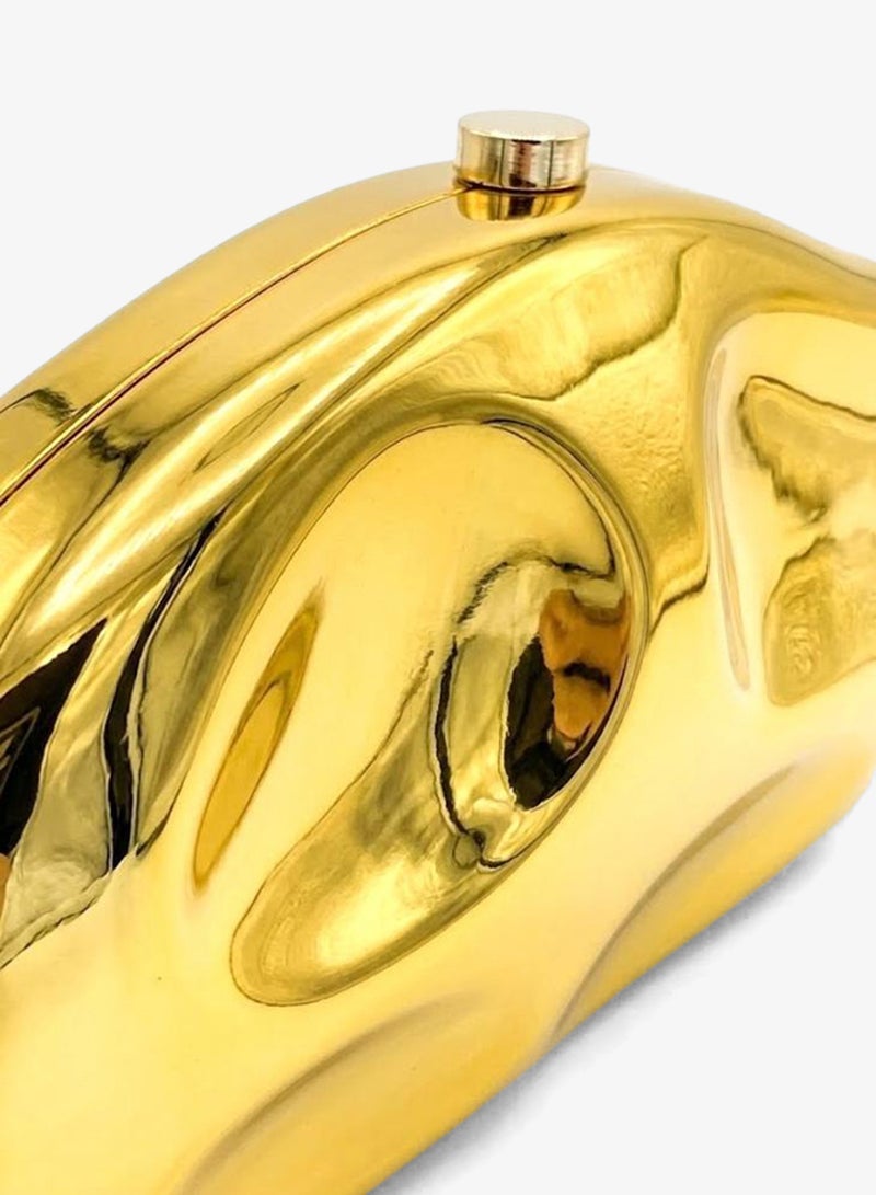 Viny Women's Metallic Sculptural Clutch Bag | Modern Molten Hard Shell Evening Purse - Image 5