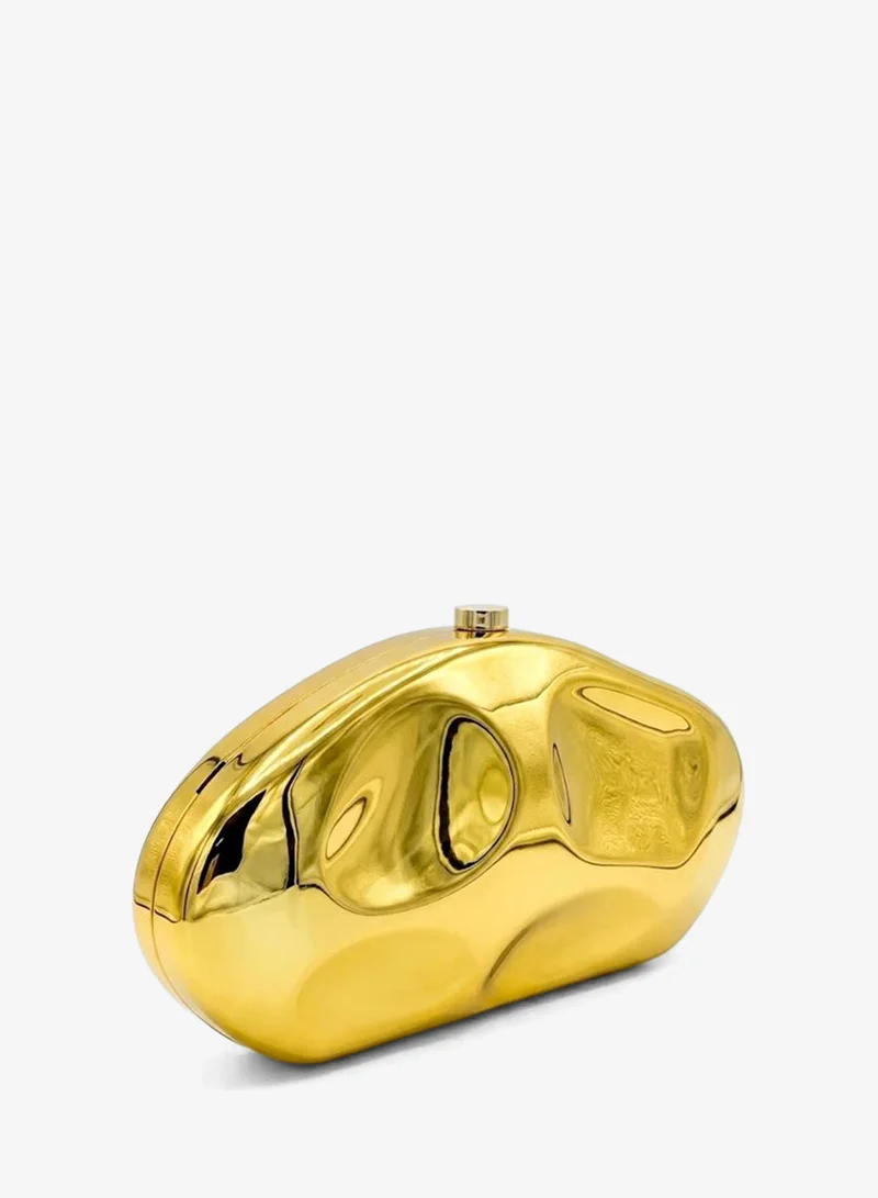 Viny Gold Viny Women's Metallic Sculptural Clutch Bag | Modern Molten Hard Shell Evening Purse | Party Handbag for Weddings, Cocktail, Prom, Eid & Special Occasions – Silver, Gold, Green for Women | Best Price UAE