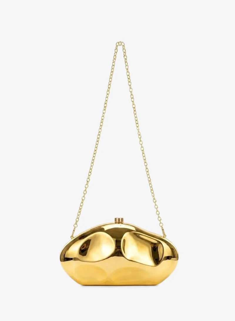 Viny Gold Viny Women's Metallic Sculptural Clutch Bag | Modern Molten Hard Shell Evening Purse | Party Handbag for Weddings, Cocktail, Prom, Eid & Special Occasions – Silver, Gold, Green for Women | Best Price UAE
