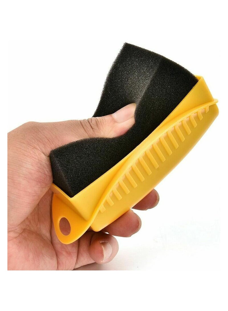 2 PCS Ergonomic Tire Dressing Applicator Brush Set - Black+Yellow Tire Shine Brush with Case for Easy Car Wheel Waxing  Tyre Cleaning, Perfect for Car Enthusiasts - Image 5