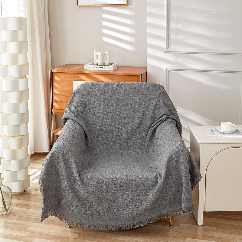 AIVIA Chair Single Seat Cover Sheet Blanket Tablecloth, Throw Cushion Covers for Chairs, 1 Cushion Furniture Decor Slipcovers Protector for Dogs Cats Table Cloth Fabric Dark Gray - Image 1