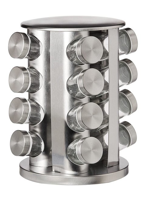 16 - Jar Revolving Countertop Spice Tower, Carousel Seasoning Storage Organization for Home & Kitchen