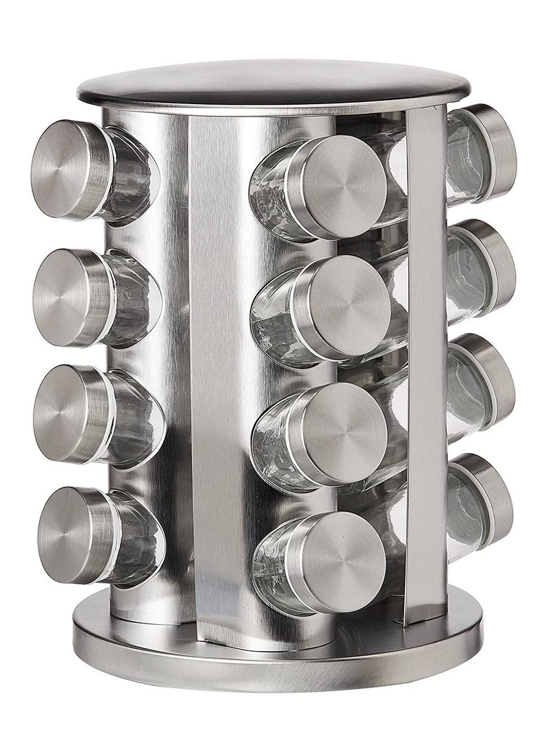16 - Jar Revolving Countertop Spice Tower, Carousel Seasoning Storage Organization for Home & Kitchen