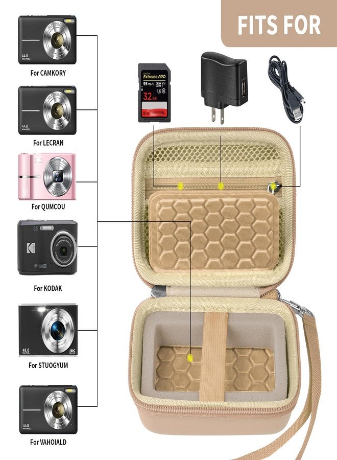 كومكيس حقيبة حمل وحماية للكاميرا الرقمية، متوافقة مع كاميرات AbergBest عالية الدقة (21 ميجابكسل) وشاشة LCD قابلة لإعادة الشحن مقاس 2.7 بوصة، وكاميرات Kodak Pixpro وCanon PowerShot ELPH 180/190 وSony DSCW800 وDSCW830، مناسبة للسفر - لون بيج - Image 2