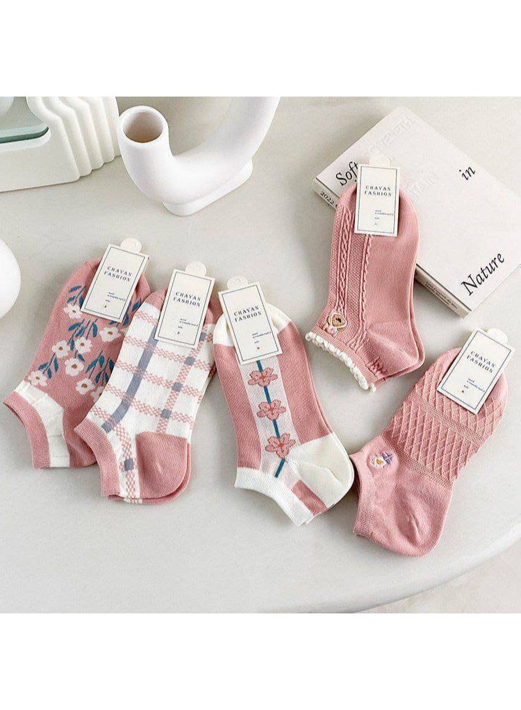Women's Casual Cotton Ankle Socks Set – Comfortable Everyday Socks (5 Pairs + 1 Gift) – Soft Material and Modern Designs - Image 2