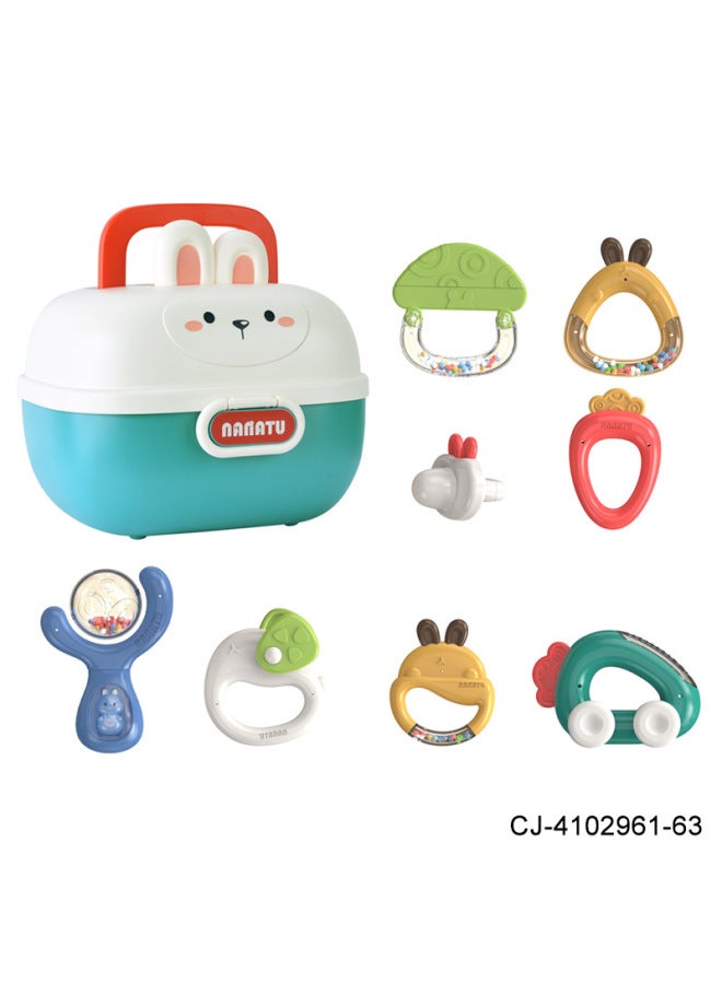 CJ Export Baby Tooth Glue Rattle Adorable Rabbit Storage Box Baby Comfort Can Be Chewed Early Education Educational Toys Suit - Image 1