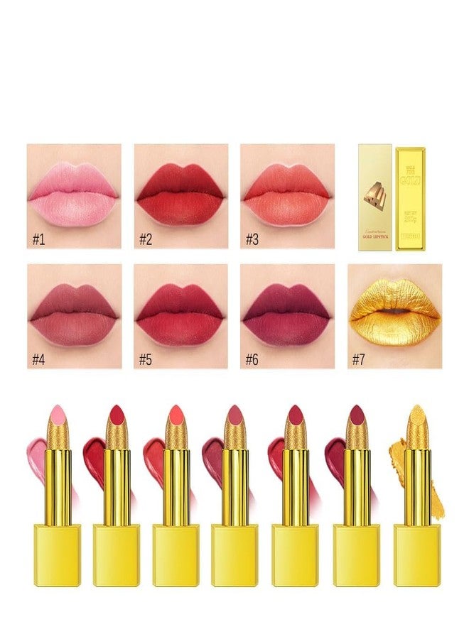 BEUKING Gold Lipstick Velvet Nude Red Pink Lip Tint Non-Smudge High Pigment Not Fade Smooth Long-Lasting Wear Non-Stick Cup Waterproof Matte Lady Lip Gloss for Girl Women Lady Daily Lip Makeup (#7) - Image 2