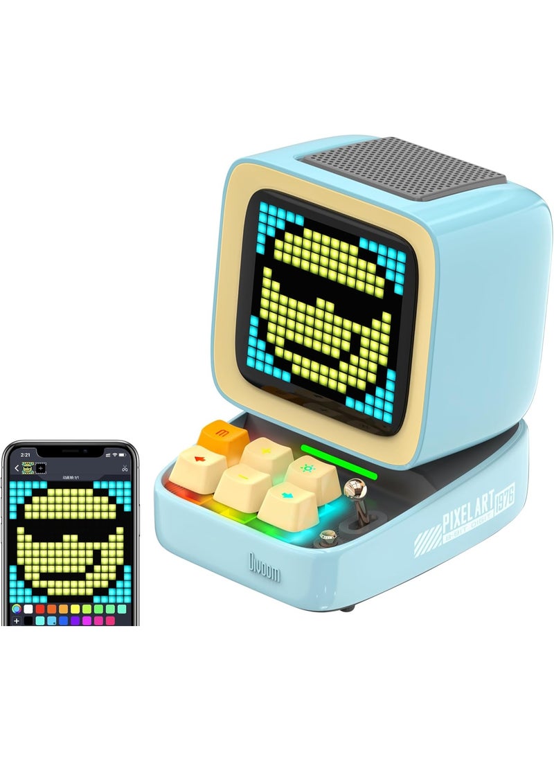 Divoom Divoom Ditoo – Retro Pixel Art Bluetooth Speaker with 16x16 LED Screen and App Control - Blue  - Image 1
