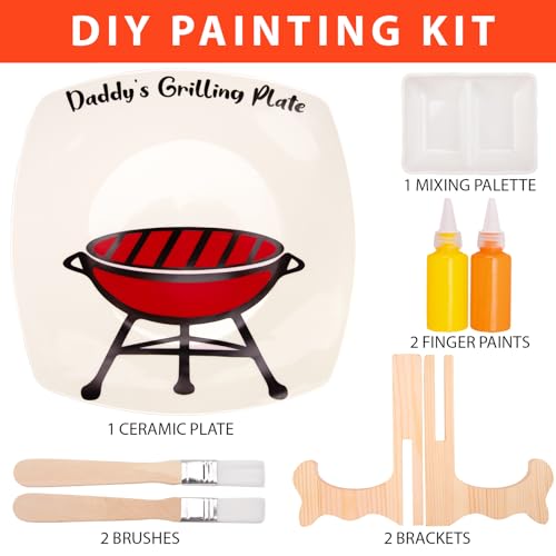 ORIENTAL CHERRY Father's Day Gifts - DIY Daddy's Grilling Plate with Handprint - Personalized Step Dad Gifts from Wife Kids - Funny BBQ Crafts Birthday Present Ideas for First Papa from Daughter Son - Image 2