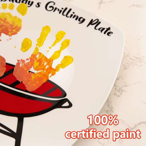 ORIENTAL CHERRY Father's Day Gifts - DIY Daddy's Grilling Plate with Handprint - Personalized Step Dad Gifts from Wife Kids - Funny BBQ Crafts Birthday Present Ideas for First Papa from Daughter Son - Image 4