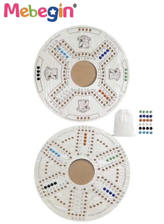 MEBEGIN Jackaroo Board Game Set with 24 Marbles and 54 Playing Cards, Fun Table Games for 4-6 Players, Wooden Creative Puzzle Toys, Parent-child Recreational Toys, Suitable for Family Activities and Parties, 54*54CM - Image 1