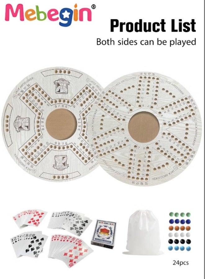 MEBEGIN Jackaroo Board Game Set with 24 Marbles and 54 Playing Cards, Fun Table Games for 4-6 Players, Wooden Creative Puzzle Toys, Parent-child Recreational Toys, Suitable for Family Activities and Parties, 54*54CM - Image 4