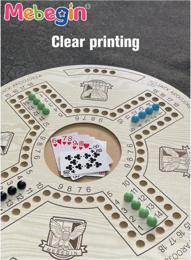 MEBEGIN Jackaroo Board Game Set with 24 Marbles and 54 Playing Cards, Fun Table Games for 4-6 Players, Wooden Creative Puzzle Toys, Parent-child Recreational Toys, Suitable for Family Activities and Parties, 54*54CM - Image 3