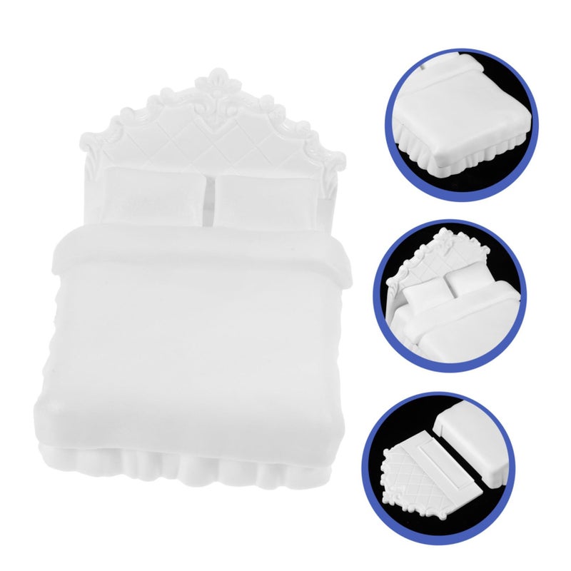 White Plastic Miniature Bedroom Furniture Set for DIY Dollhouse Decor - Image 4