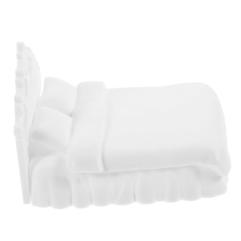 White Plastic Miniature Bedroom Furniture Set for DIY Dollhouse Decor - Image 2